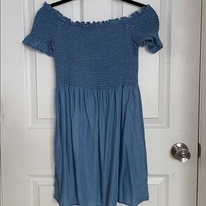 Blue Off the Shoulder Dress